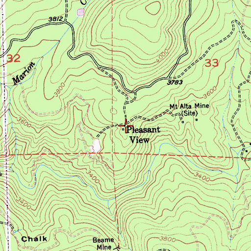 Topographic Map of Pleasant View, CA