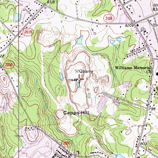 Topographic Map of Charlotte Quarry, NC