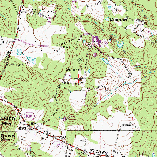 Topographic Map of Collins Quarry, NC