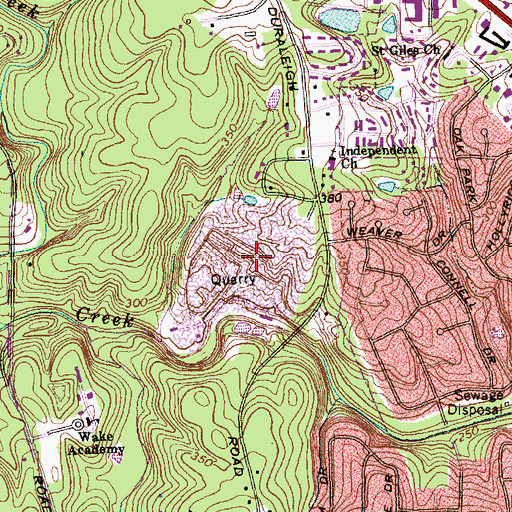 Topographic Map of Crabtree Quarry, NC