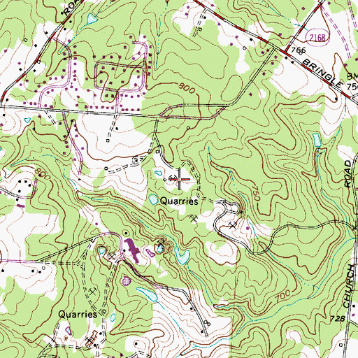 Topographic Map of Crystal Pink Quarry, NC