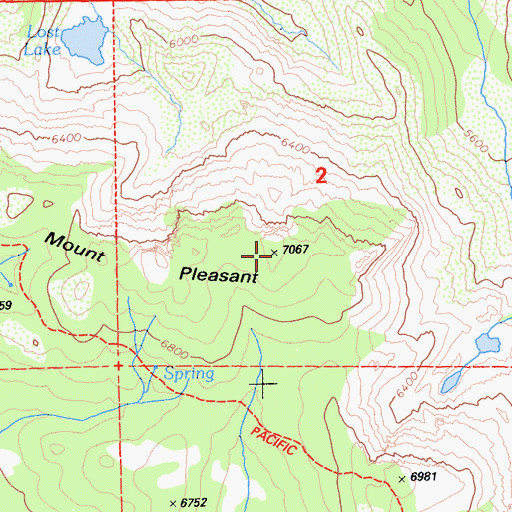 Topographic Map of Mount Pleasant, CA