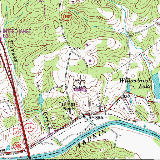 Topographic Map of Elkin Quarry, NC