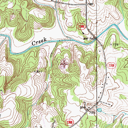 Topographic Map of Elmwood Quarry, NC