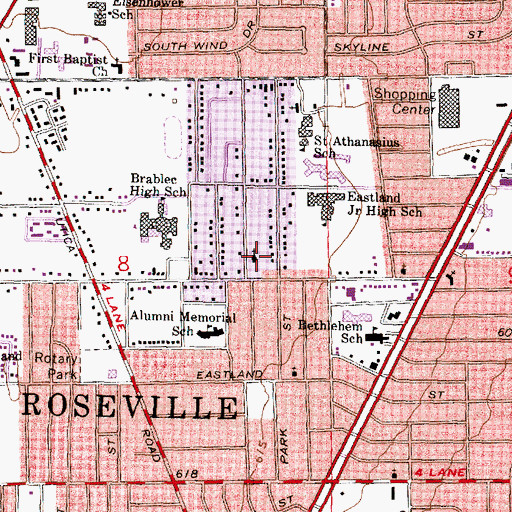 Topographic Map of Trinity United Methodist Church, MI