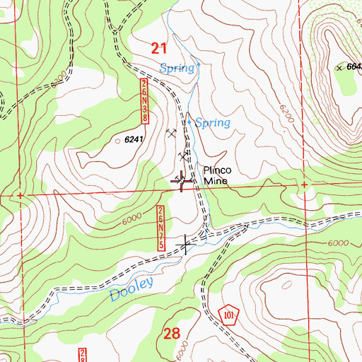 Topographic Map of Plinco Mine, CA