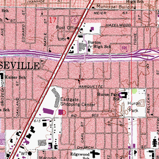 Topographic Map of Detroit Christian Fellowship, MI