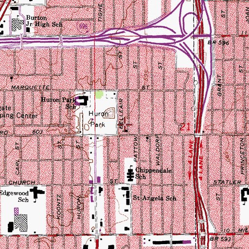 Topographic Map of Metropolitan Church of the Nazarene, MI