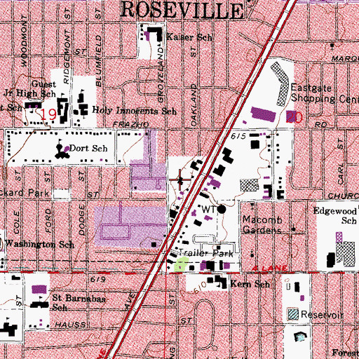 Topographic Map of Bethel Baptist Church, MI