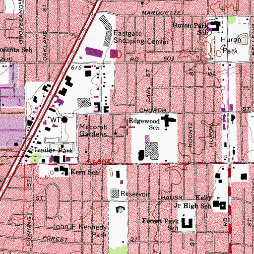 Topographic Map of New Grace Church of God in Christ, MI