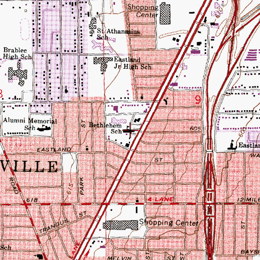 Topographic Map of Bethlehem Lutheran Church, MI