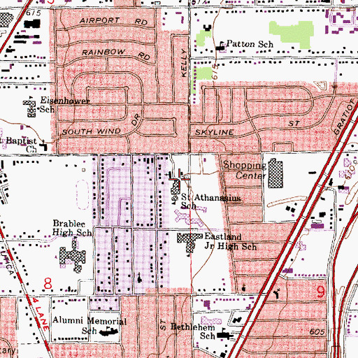 Topographic Map of Saint Athanasius Church, MI
