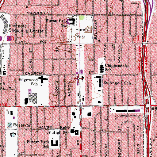 Topographic Map of Henry Ford Nursing Home, MI