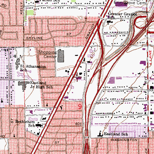 Topographic Map of Roseville Post Office, MI