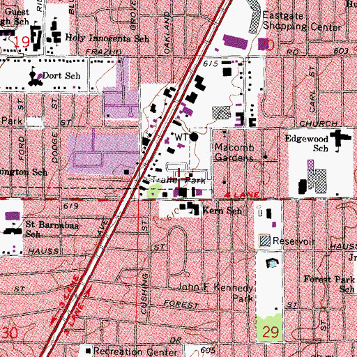 Topographic Map of Leslie's Mobile Home Village, MI