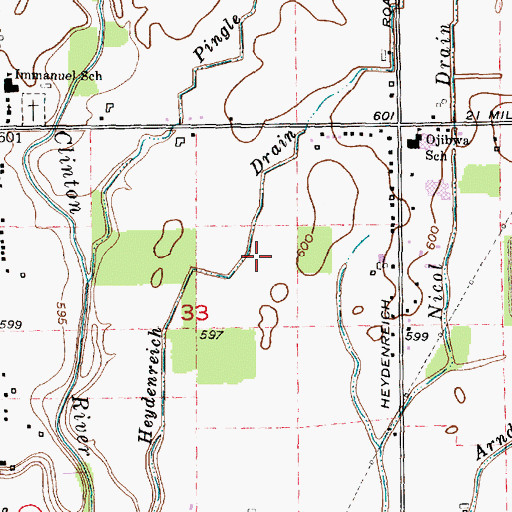 Topographic Map of Chouteau Estates Macomb Mobile Home Park, MI