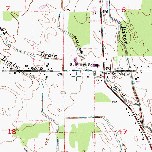 Topographic Map of Clinton-Macomb Public Library, MI