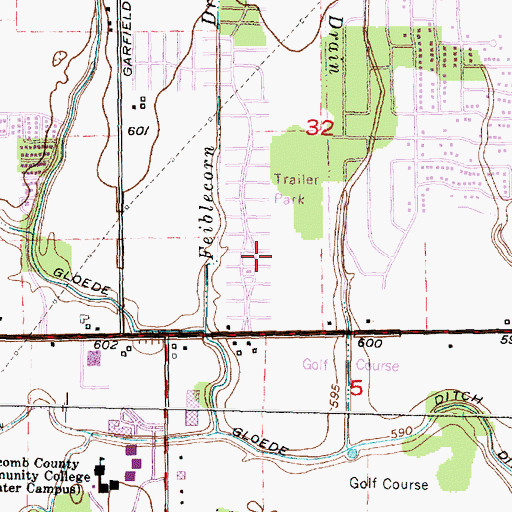 Topographic Map of Camelot Village Mobile Home Park, MI