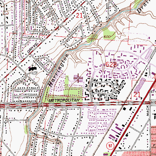 Topographic Map of Algonquin Middle School, MI