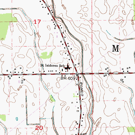 Topographic Map of Saint Isidore's Church, MI