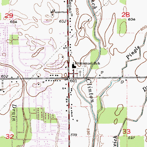 Topographic Map of Immanuel Lutheran Church, MI