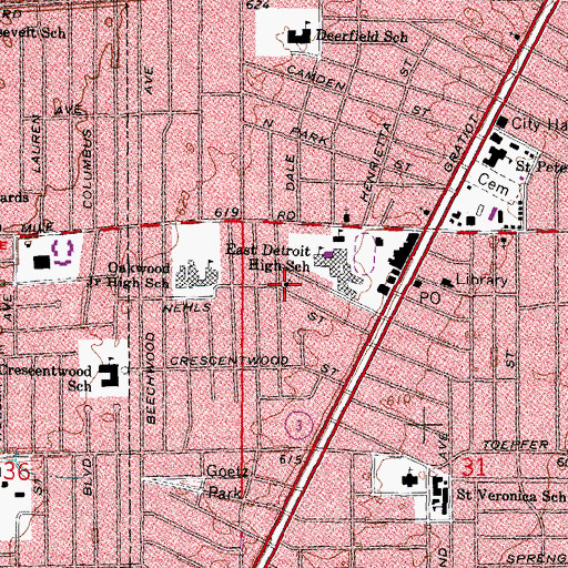 Topographic Map of Bethesda Community Church, MI