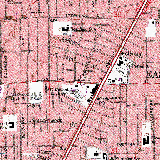 Topographic Map of Church of Christ Northeast, MI