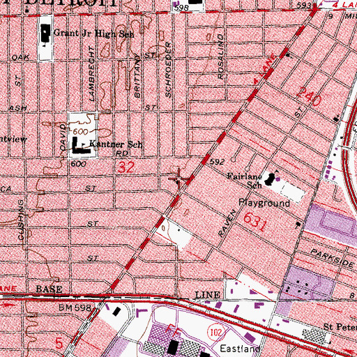 Topographic Map of Christ Missionary Baptist Church, MI