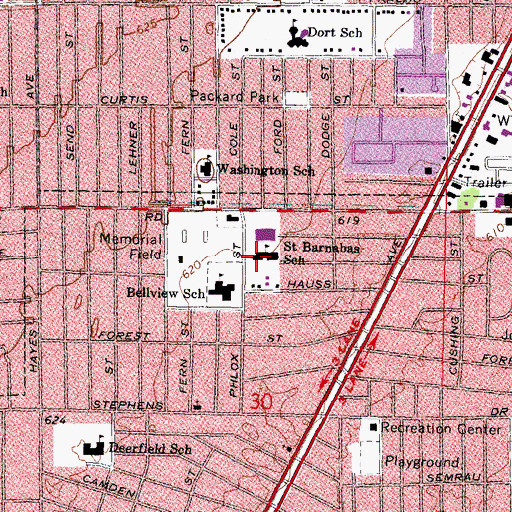 Topographic Map of Saint Barnabas Church, MI