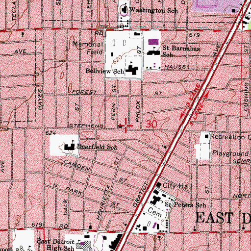 Topographic Map of Saint Gabriel's Episcopal Church, MI