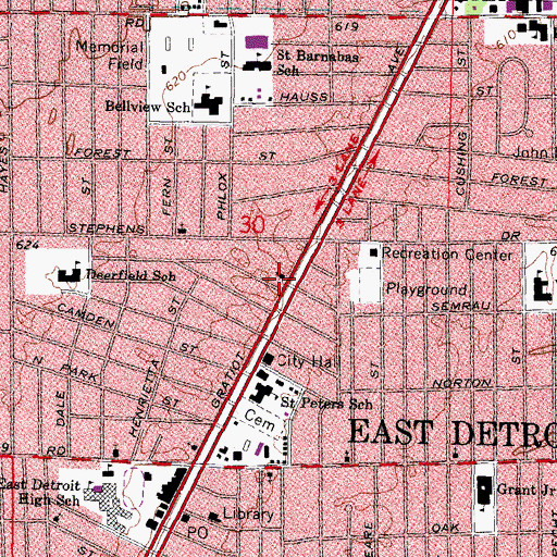 Topographic Map of Immanuel United Methodist Church, MI