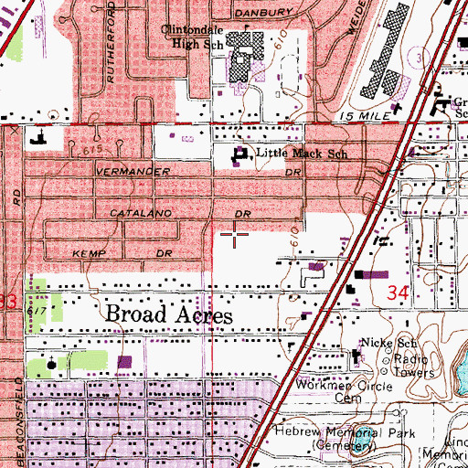 Topographic Map of Normandy Park, MI