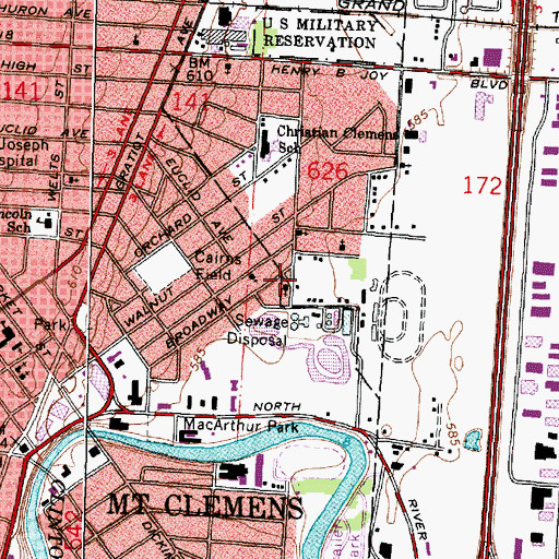 Topographic Map of North Broadway Church of Christ, MI