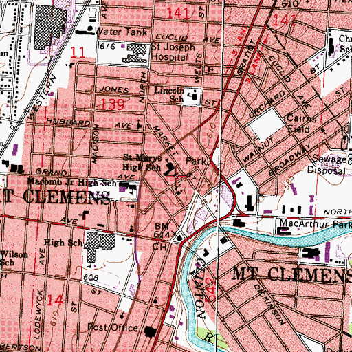 Topographic Map of Saint Peter's Catholic Church, MI