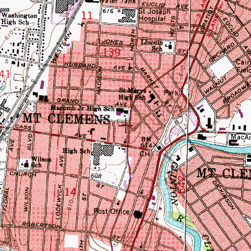 Topographic Map of Calvary Missionary Baptist Church, MI