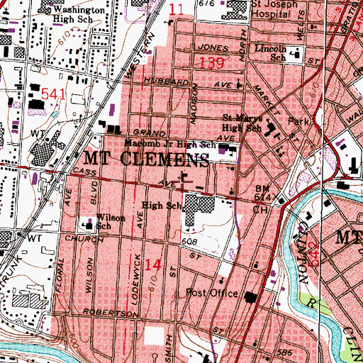 Topographic Map of First Presbyterian Church, MI