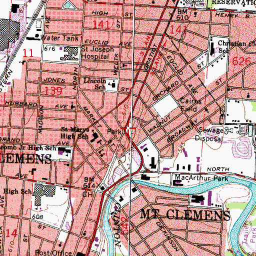 Topographic Map of Clemens Park, MI