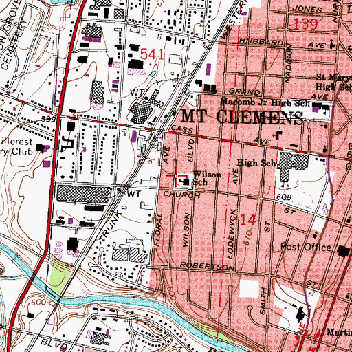 Topographic Map of Wilson Park, MI