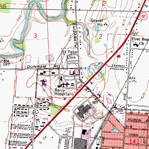 Topographic Map of Macomb County Sheriff's Office, MI