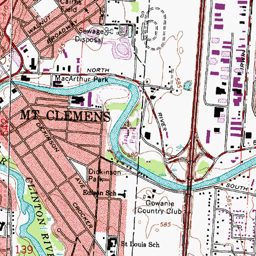 Topographic Map of Clinton River Mobile Home Park, MI