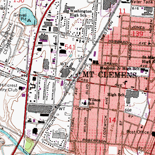 Topographic Map of Mount Clemens Station, MI