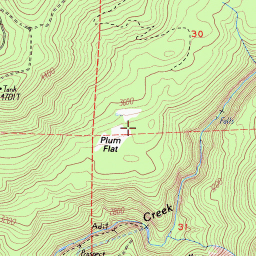 Topographic Map of Plum Flat, CA