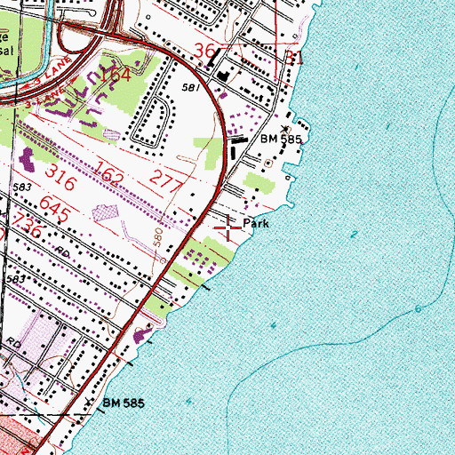 Topographic Map of Waterfront Park, MI