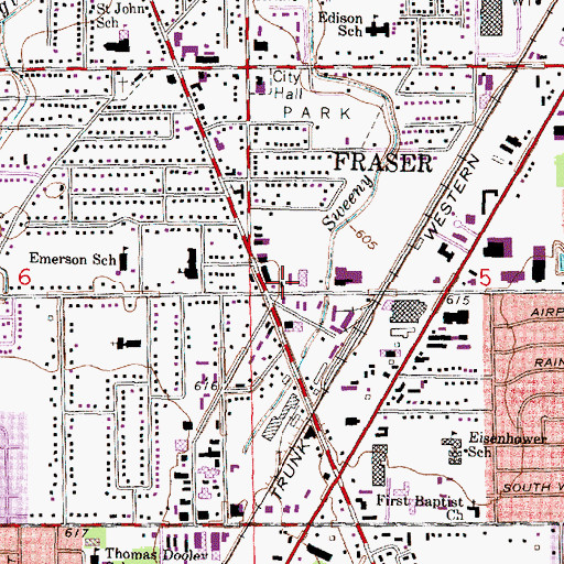 Topographic Map of Fraser Post Office, MI