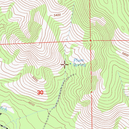 Topographic Map of Plum Spring, CA