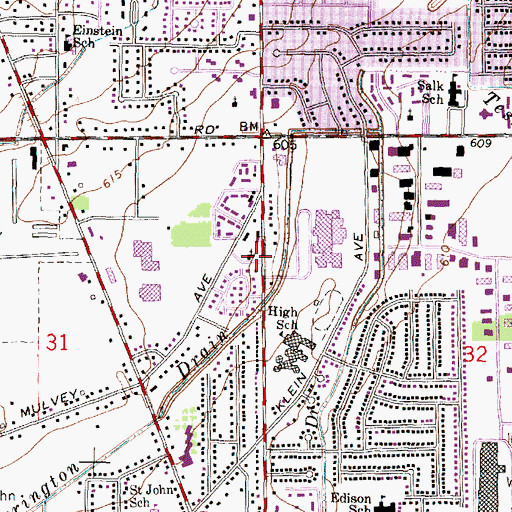 Topographic Map of Christ United Methodist Church, MI