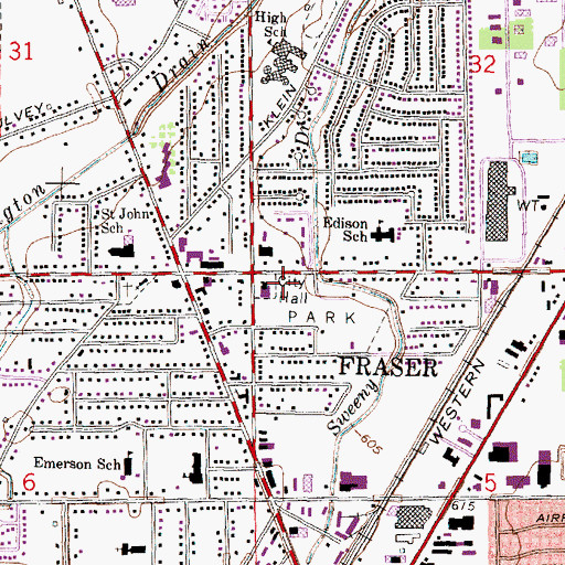 Topographic Map of Fraser Fire Department, MI