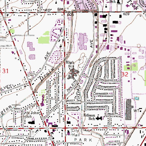 Topographic Map of Richards Middle School, MI