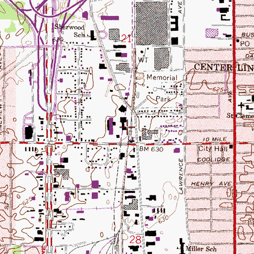 Topographic Map of Center Line Station (historical), MI