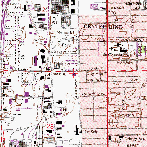 Topographic Map of Center Line Police Department, MI